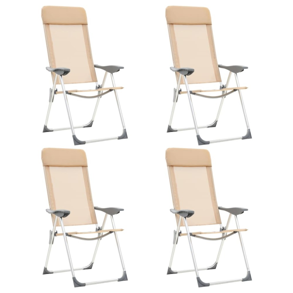 vidaXL Scaune de camping pliante, 4 buc., crem, aluminiu