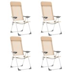 vidaXL Scaune de camping pliante, 4 buc., crem, aluminiu vidaXL Scaune de camping pliante, 4 buc., crem, aluminiu