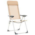 vidaXL Scaune de camping pliante, 4 buc., crem, aluminiu vidaXL Scaune de camping pliante, 4 buc., crem, aluminiu