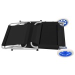 vidaXL Șezlong pliabil cu baldachin și roți, negru, oțel