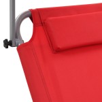 vidaXL Șezlong de plajă pliabil cu copertină și roți, roșu, oțel vidaXL Șezlong de plajă pliabil cu copertină și roți, roșu, oțel