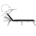 vidaXL Șezlong pliabil cu acoperiș, negru, aluminiu și textilenă vidaXL Șezlong pliabil cu acoperiș, negru, aluminiu și textilenă