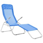 vidaXL Șezlonguri plajă pliabile 2 buc. albastru aluminiu & textilenă