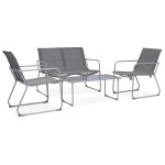 vidaXL Set mobilier de grădină, 4 piese, gri, oțel și textil vidaXL Set mobilier de grădină, 4 piese, gri, oțel și textil