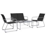 vidaXL Set mobilier de grădină, 4 piese, negru, oțel și textil vidaXL Set mobilier de grădină, 4 piese, negru, oțel și textil