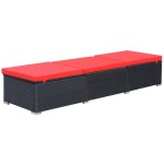 vidaXL Șezlong de plajă cu pernă, negru, poliratan vidaXL Șezlong de plajă cu pernă, negru, poliratan