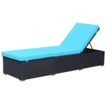 vidaXL Șezlong de plajă cu pernă, negru, poliratan vidaXL Șezlong de plajă cu pernă, negru, poliratan