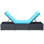 vidaXL Șezlong de plajă cu pernă, negru, poliratan vidaXL Șezlong de plajă cu pernă, negru, poliratan