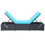 vidaXL Șezlong de plajă cu pernă, negru, poliratan vidaXL Șezlong de plajă cu pernă, negru, poliratan