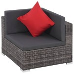 vidaXL Set mobilier de grădină cu perne, 8 piese, gri, poliratan vidaXL Set mobilier de grădină cu perne, 8 piese, gri, poliratan