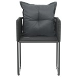 vidaXL Scaune de exterior cu perne, 2 buc., negru, poliratan vidaXL Scaune de exterior cu perne, 2 buc., negru, poliratan