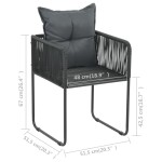 vidaXL Scaune de exterior cu perne, 2 buc., negru, poliratan vidaXL Scaune de exterior cu perne, 2 buc., negru, poliratan