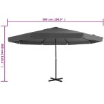vidaXL Umbrelă de soare cu stâlp aluminiu, antracit, 500 cm