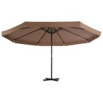 vidaXL Umbrelă soare exterior cu stâlp aluminiu gri taupe 500 cm vidaXL Umbrelă soare exterior cu stâlp aluminiu gri taupe 500 cm