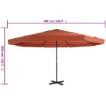 vidaXL Umbrelă de soare exterior cu stâlp aluminiu, cărămiziu, 500 cm vidaXL Umbrelă de soare exterior cu stâlp aluminiu, cărămiziu, 500 cm