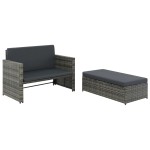 vidaXL Set mobilier de grădină cu perne, 2 piese, gri, poliratan vidaXL Set mobilier de grădină cu perne, 2 piese, gri, poliratan