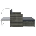 vidaXL Set mobilier de grădină cu perne, 2 piese, gri, poliratan vidaXL Set mobilier de grădină cu perne, 2 piese, gri, poliratan