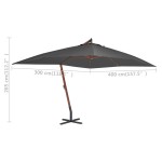 vidaXL Umbrelă în consolă cu stâlp din lemn, antracit, 400 x 300 cm