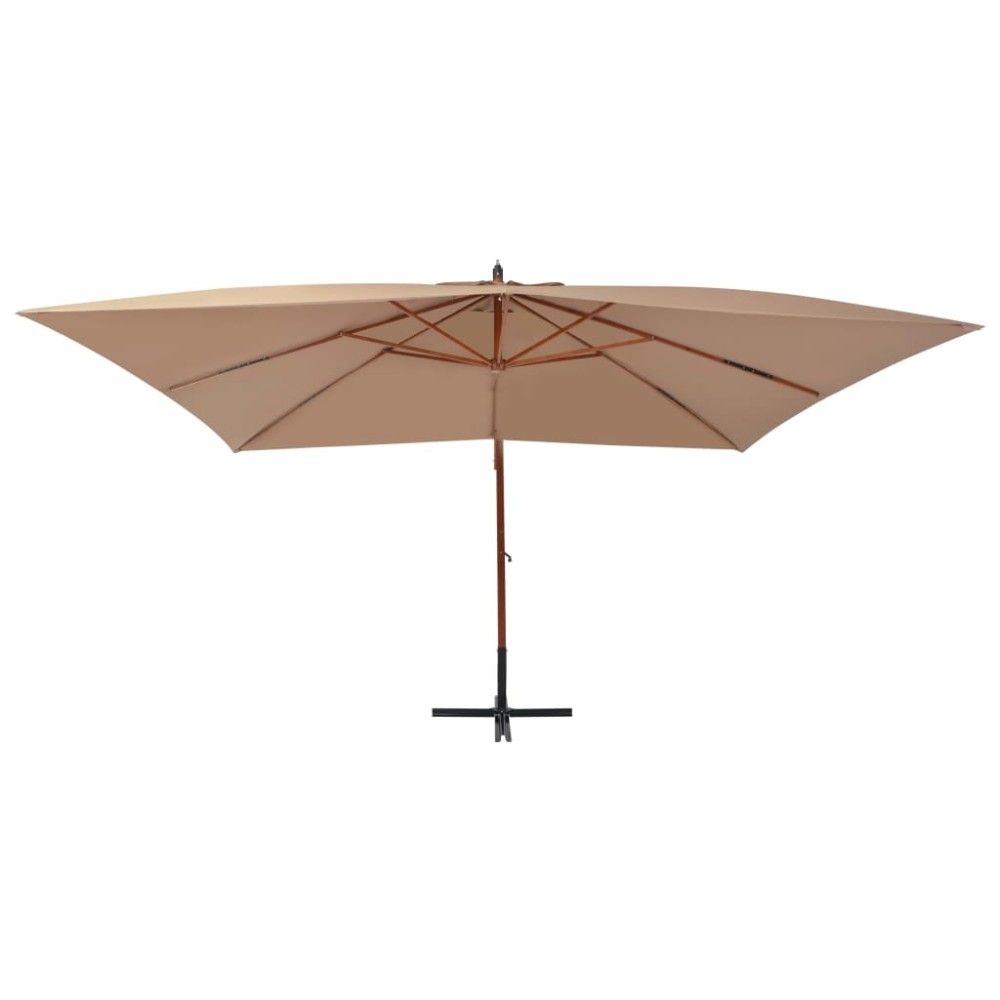 vidaXL Umbrelă consolă de grădină cu stâlp din lemn, taupe, 400x300 cm