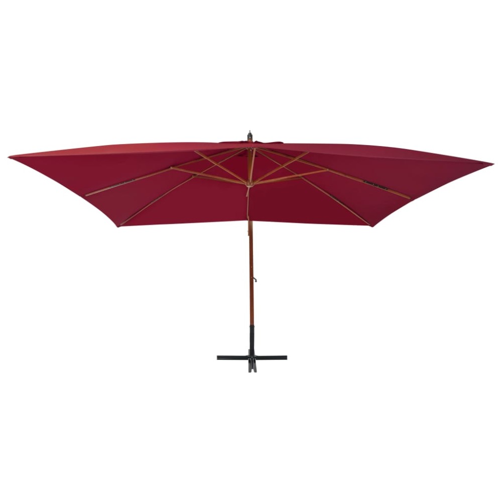 vidaXL Umbrelă consolă de grădină cu stâlp din lemn, bordo, 400x300 cm