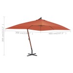 vidaXL Umbrelă în consolă cu stâlp din lemn, cărămiziu, 400x300 cm vidaXL Umbrelă în consolă cu stâlp din lemn, cărămiziu, 400x300 cm