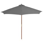 vidaXL Umbrelă de soare de exterior, stâlp din lemn, 300 cm, antracit