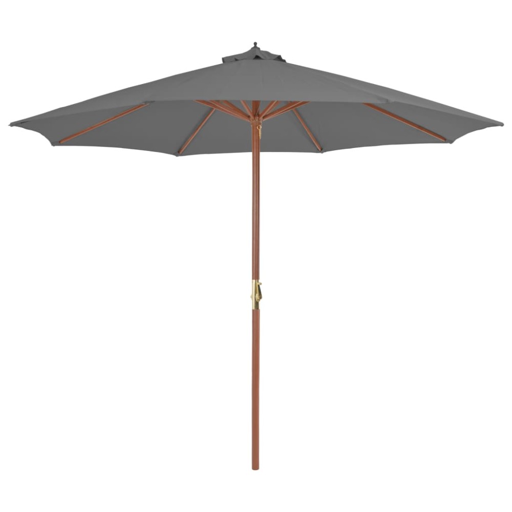vidaXL Umbrelă de soare de exterior, stâlp din lemn, 300 cm, antracit