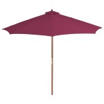 vidaXL Umbrelă de soare exterior, stâlp din lemn, 300 cm, roșu bordo vidaXL Umbrelă de soare exterior, stâlp din lemn, 300 cm, roșu bordo