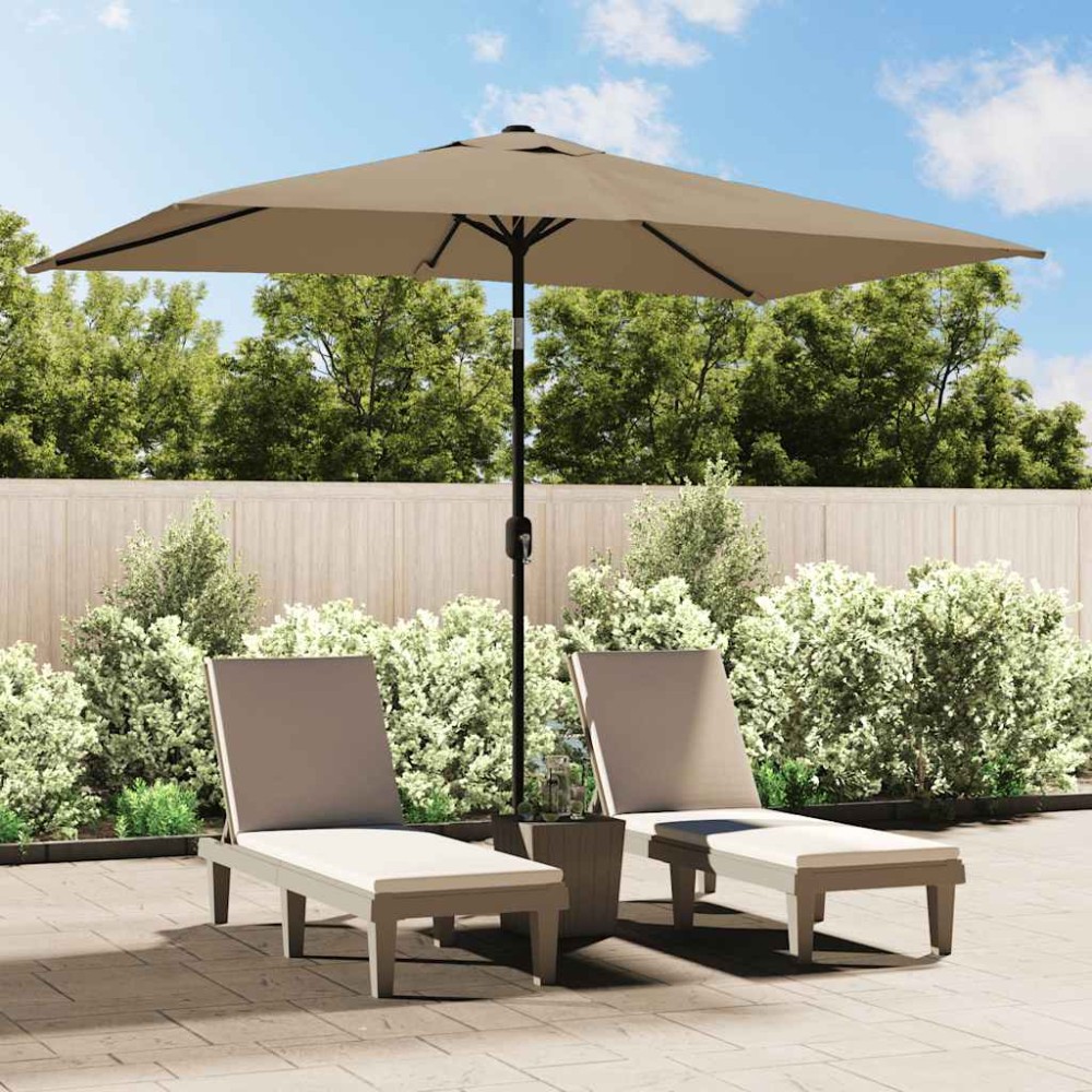 vidaXL Umbrelă de soare exterior, stâlp metalic, gri taupe, 300x200 cm