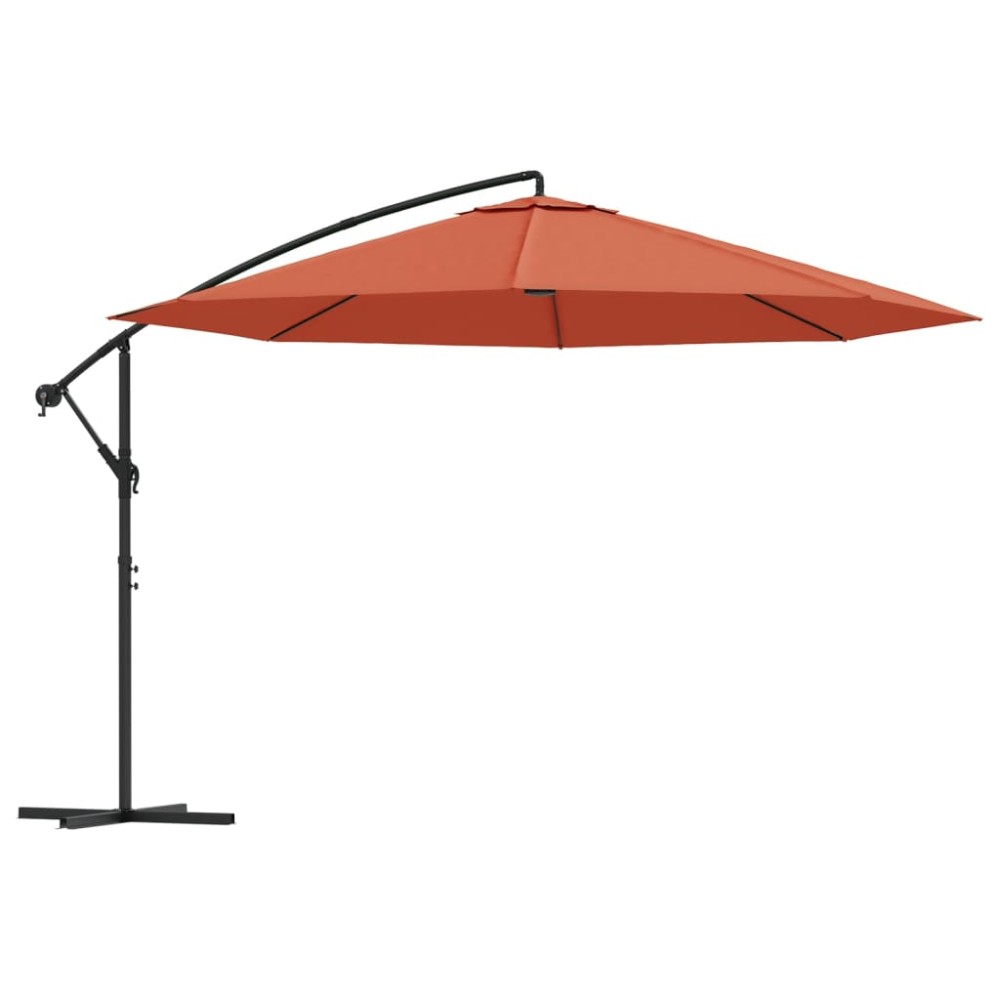 vidaXL Umbrelă în consolă cu stâlp din aluminiu, 350 cm, cărămiziu