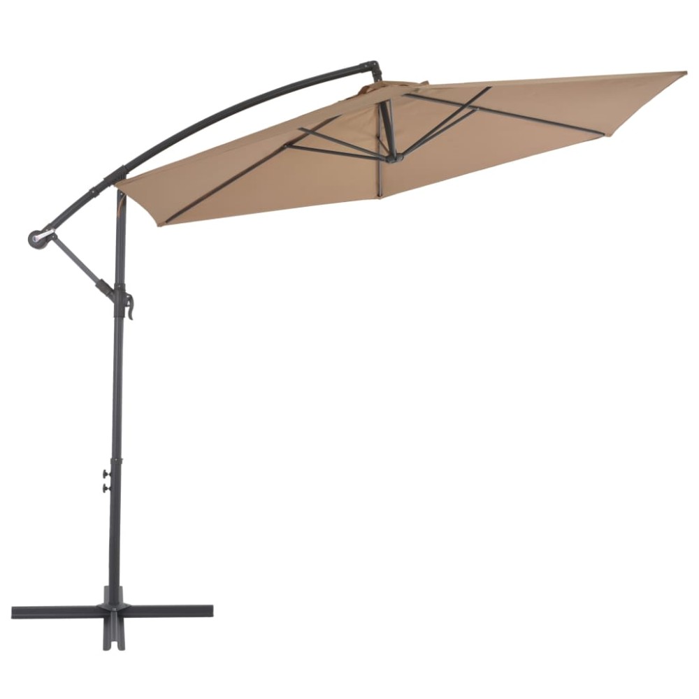 vidaXL Umbrelă consolă de grădină cu stâlp din aluminiu, taupe, 300 cm