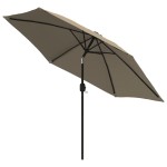vidaXL Umbrelă de soare exterior, LED-uri și stâlp oțel, taupe, 300 cm vidaXL Umbrelă de soare exterior, LED-uri și stâlp oțel, taupe, 300 cm