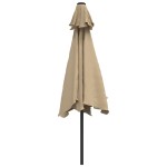 vidaXL Umbrelă de soare exterior, LED-uri și stâlp oțel, taupe, 300 cm vidaXL Umbrelă de soare exterior, LED-uri și stâlp oțel, taupe, 300 cm