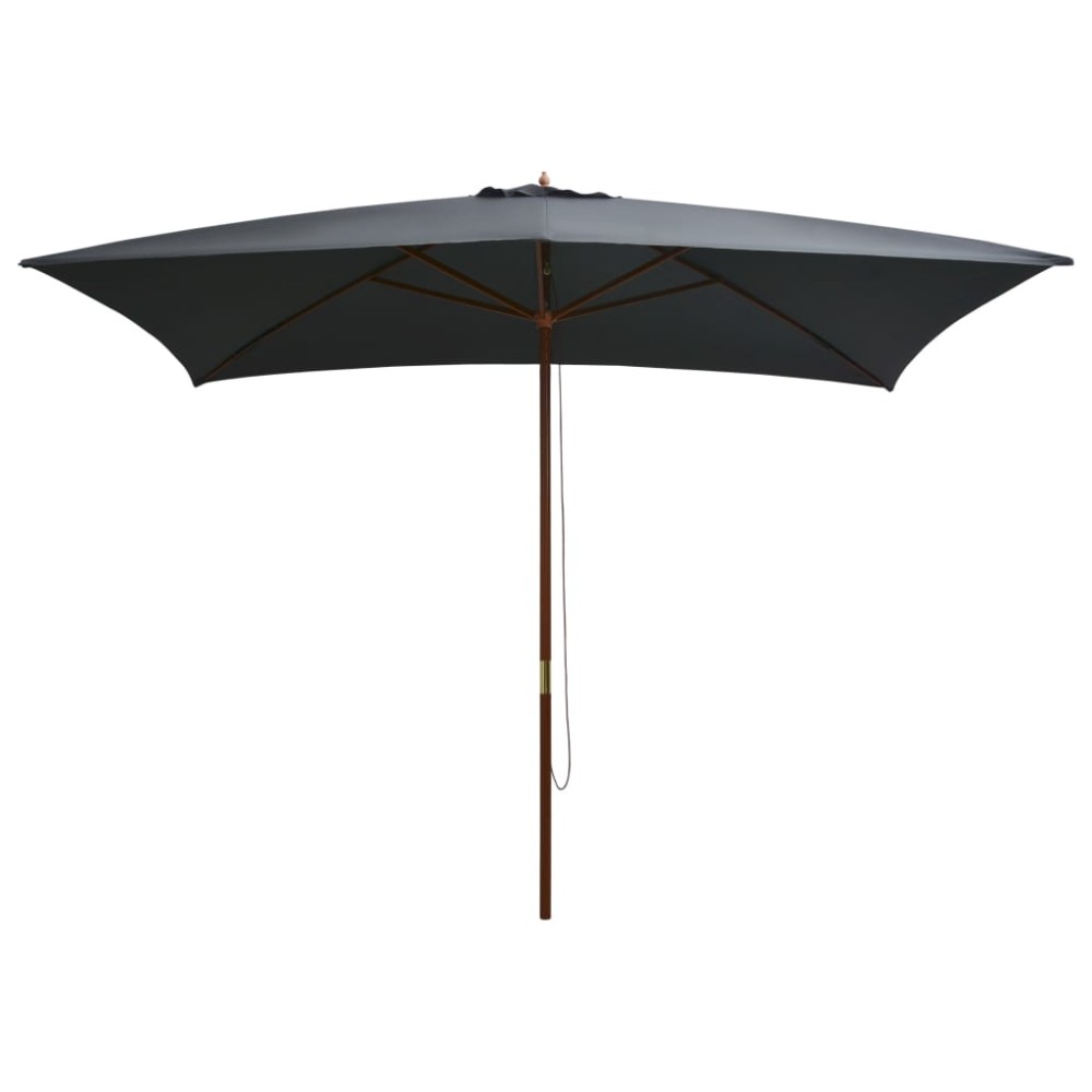 vidaXL Umbrelă de soare exterior, stâlp lemn, 200x300 cm, antracit