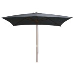 vidaXL Umbrelă de soare exterior, stâlp lemn, 200x300 cm, antracit vidaXL Umbrelă de soare exterior, stâlp lemn, 200x300 cm, antracit