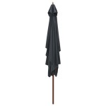 vidaXL Umbrelă de soare exterior, stâlp lemn, 200x300 cm, antracit vidaXL Umbrelă de soare exterior, stâlp lemn, 200x300 cm, antracit