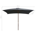 vidaXL Umbrelă de soare exterior, stâlp lemn, 200x300 cm, antracit vidaXL Umbrelă de soare exterior, stâlp lemn, 200x300 cm, antracit
