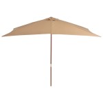vidaXL Umbrelă de soare, exterior, stâlp lemn, 200x300 cm, gri taupe