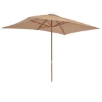 vidaXL Umbrelă de soare, exterior, stâlp lemn, 200x300 cm, gri taupe
