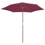 vidaXL Umbrelă de soare de exterior, stâlp lemn, roșu bordo, 270 cm vidaXL Umbrelă de soare de exterior, stâlp lemn, roșu bordo, 270 cm