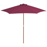 vidaXL Umbrelă de soare de exterior, stâlp lemn, roșu bordo, 270 cm vidaXL Umbrelă de soare de exterior, stâlp lemn, roșu bordo, 270 cm