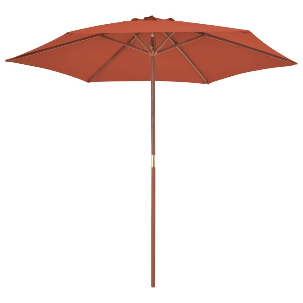 vidaXL Umbrelă de soare de exterior, stâlp din lemn, cărămiziu, 270 cm