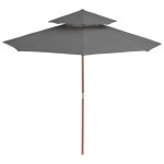 vidaXL Umbrelă de soare dublă, stâlp din lemn, 270 cm, antracit vidaXL Umbrelă de soare dublă, stâlp din lemn, 270 cm, antracit