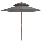 vidaXL Umbrelă de soare dublă, stâlp din lemn, 270 cm, antracit vidaXL Umbrelă de soare dublă, stâlp din lemn, 270 cm, antracit