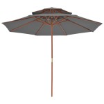 vidaXL Umbrelă de soare dublă, stâlp din lemn, 270 cm, antracit vidaXL Umbrelă de soare dublă, stâlp din lemn, 270 cm, antracit