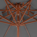 vidaXL Umbrelă de soare dublă, stâlp din lemn, 270 cm, antracit vidaXL Umbrelă de soare dublă, stâlp din lemn, 270 cm, antracit