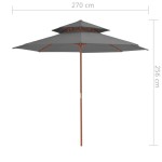 vidaXL Umbrelă de soare dublă, stâlp din lemn, 270 cm, antracit vidaXL Umbrelă de soare dublă, stâlp din lemn, 270 cm, antracit