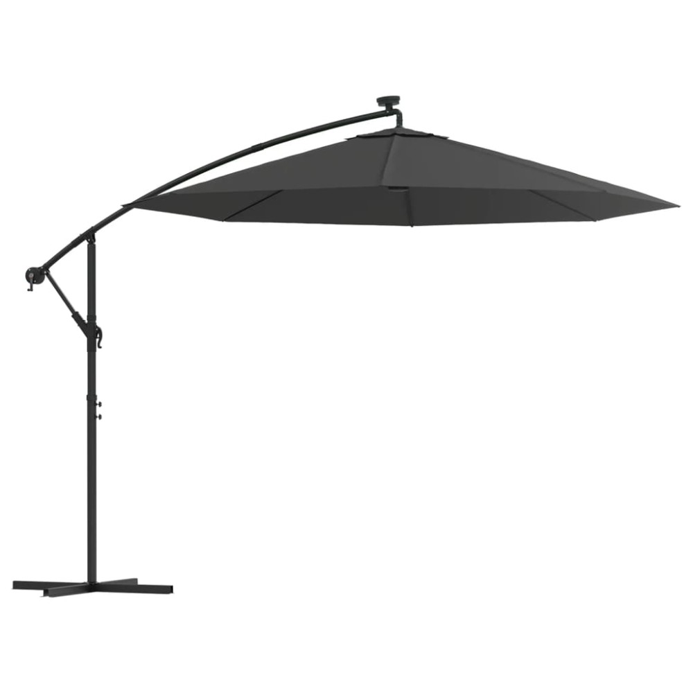 vidaXL Umbrelă suspendată cu LED și stâlp din oțel, antracit, 300 cm