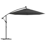 vidaXL Umbrelă suspendată cu LED și stâlp din oțel, antracit, 300 cm vidaXL Umbrelă suspendată cu LED și stâlp din oțel, antracit, 300 cm