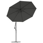 vidaXL Umbrelă suspendată cu LED și stâlp din oțel, antracit, 300 cm vidaXL Umbrelă suspendată cu LED și stâlp din oțel, antracit, 300 cm